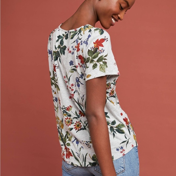 Maeve Multicolor Floral V-Neck Tee - Picture 5 of 6